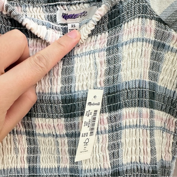 Madewell Smocked Plaid Mini Dress - Picture 6 of 6